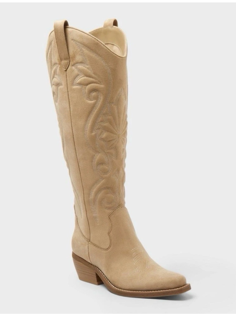 wild fable Tall Beige Western-Style Heeled Boots nbep